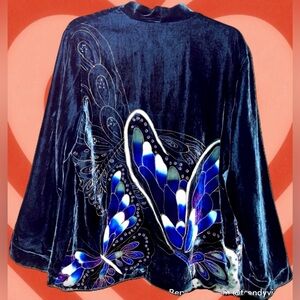Chicos nwot anniversary collection silk blend butterfly embroidered velvet top 1